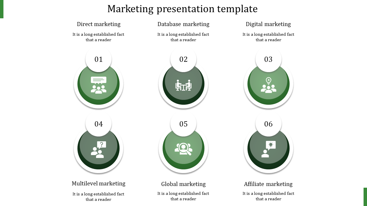 Magnificent Marketing Presentation Template with Six Nodes